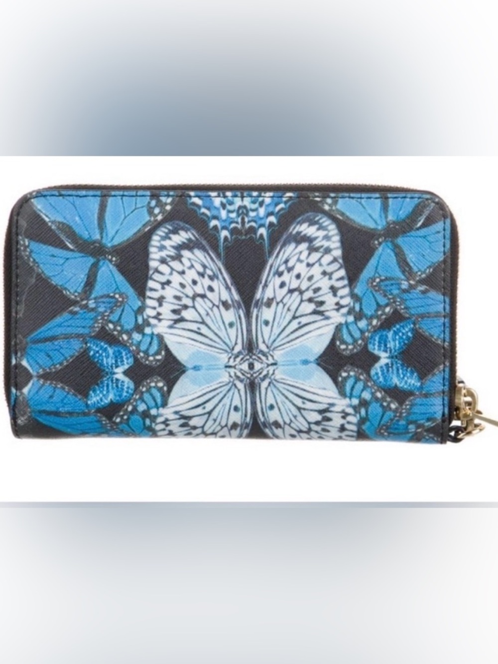 Henri Bendel "Flutterfly" Zip-Around Saffiano Leather Wallet/ Wristlet NWOT - Picture 2 of 3